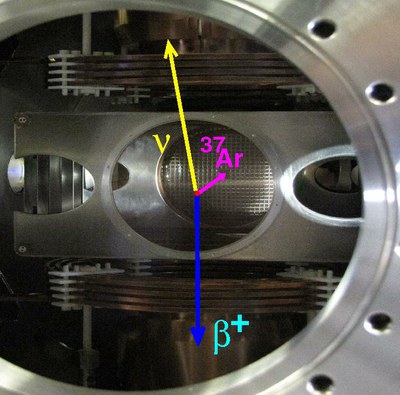 The 20x20cm heart of TRINAT: Betas and nuclear recoils are detected from atoms trapped in the center. 